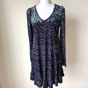 WILD FABLE Floral Velvet Drop Hem Long Sleeve Dress—SZ. Medium